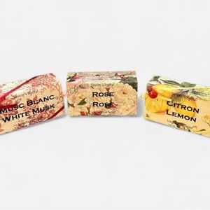 NEW Alchimia Soap Lot of 3 Vegetable Soap Italy Rose Lemon White Musk Cottage